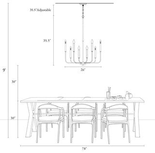 LNC 8-Light Antique/Vintage Finish Modern Candlestick Chandelier 36"H, Gold