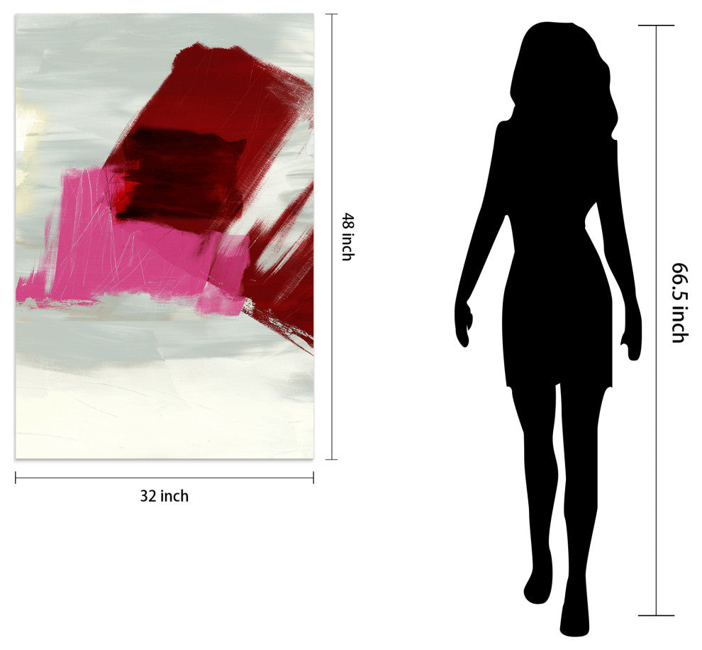 "Magenta Abstract" Wall Art Frameless Free Floating Tempered Glass