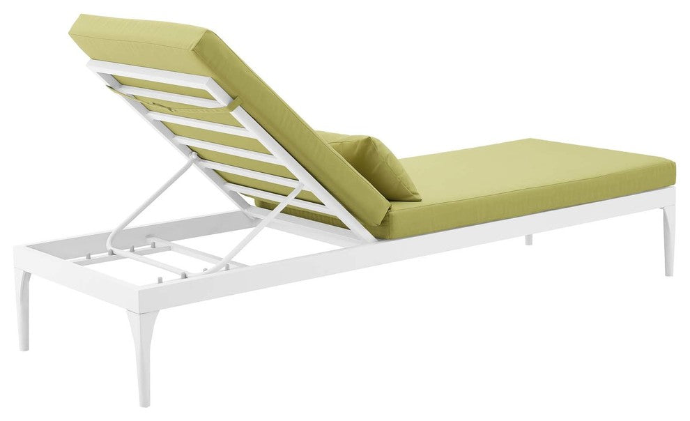 White Peridot Perspective Cushion Outdoor Patio Chaise Lounge Chair