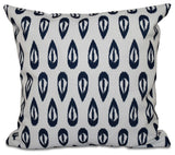Ikat Tears, Geometric Print Pillow, Navy Blue, 26"x26"