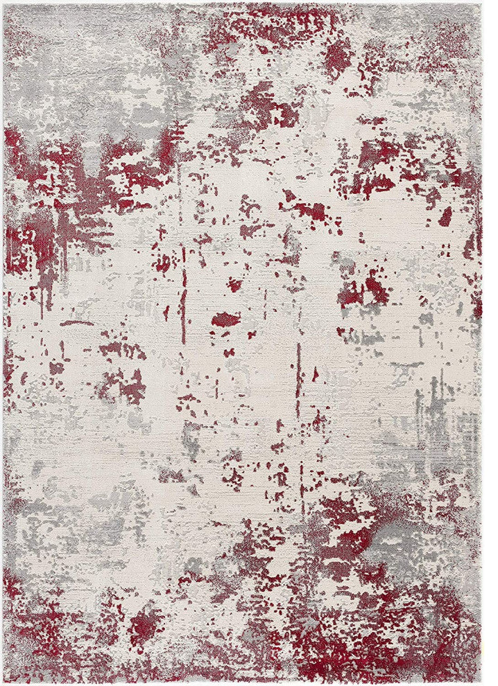 4'' X 6'' Red Abstract Dhurrie Area Rug