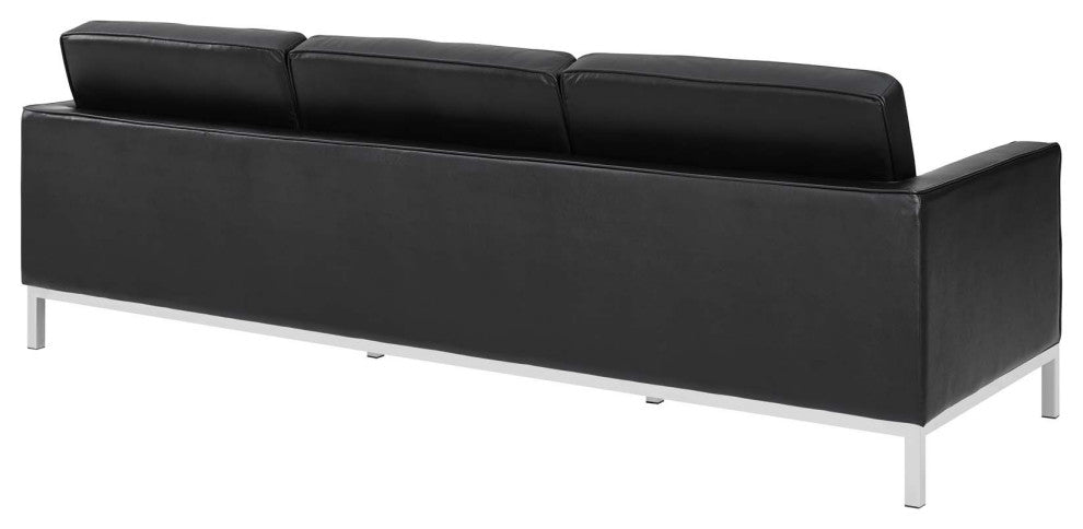 Loft 3-Piece Leather Sofa and Armchair Set Black