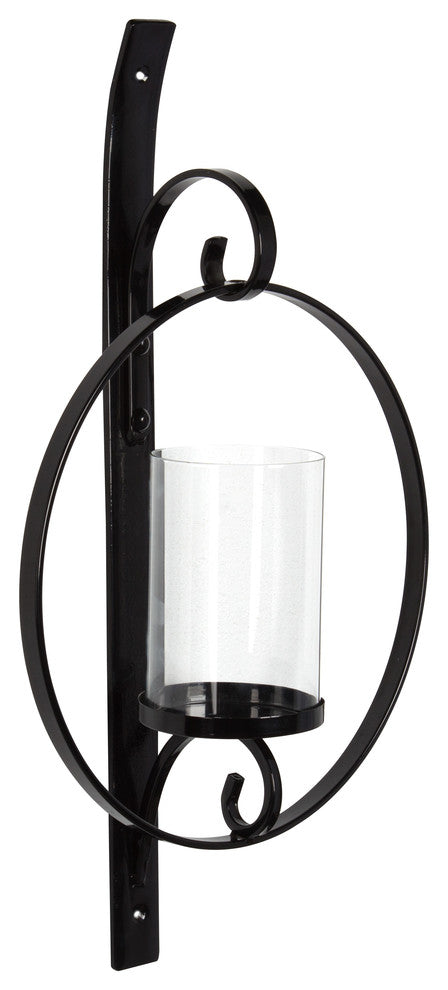 Kate and Laurel Doria Metal Wall Candle Holder Sconce, Black