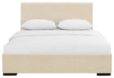 Beige Upholstered Queen Platform Bed