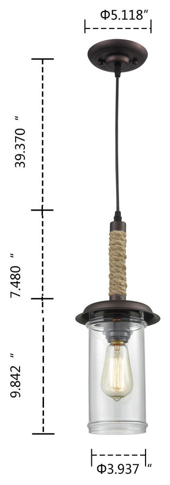 Vintage Style Glass With Hemp Rope Pendant Lighting