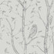 Illustrated Forest Scene Monochromatic Wallpaper, Medium Gray, Sample