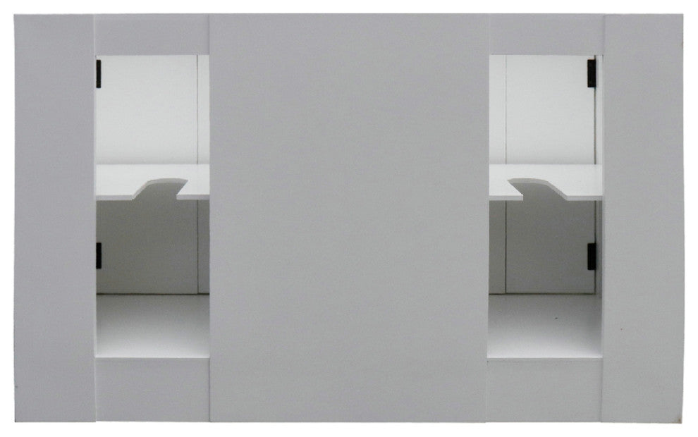 55" Double Vanity Glacier Ash With White Carrara Marble, Mirrors, Rectangle Sink