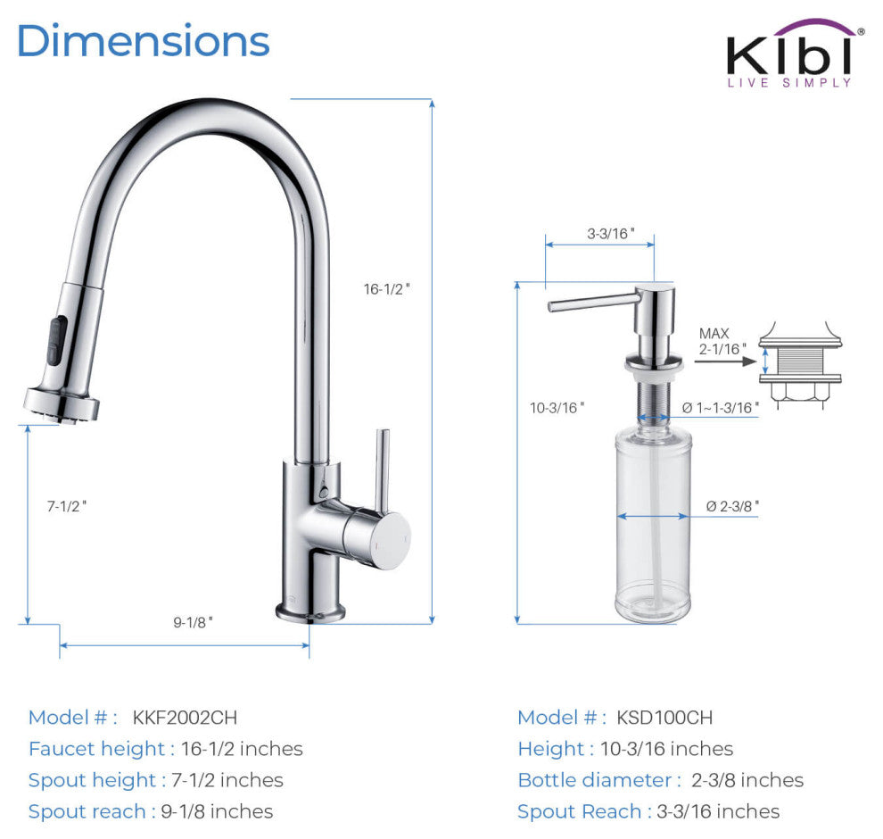 Casa Single Handle Pull Down Faucet, Chrome, W/ Soap Dispenser