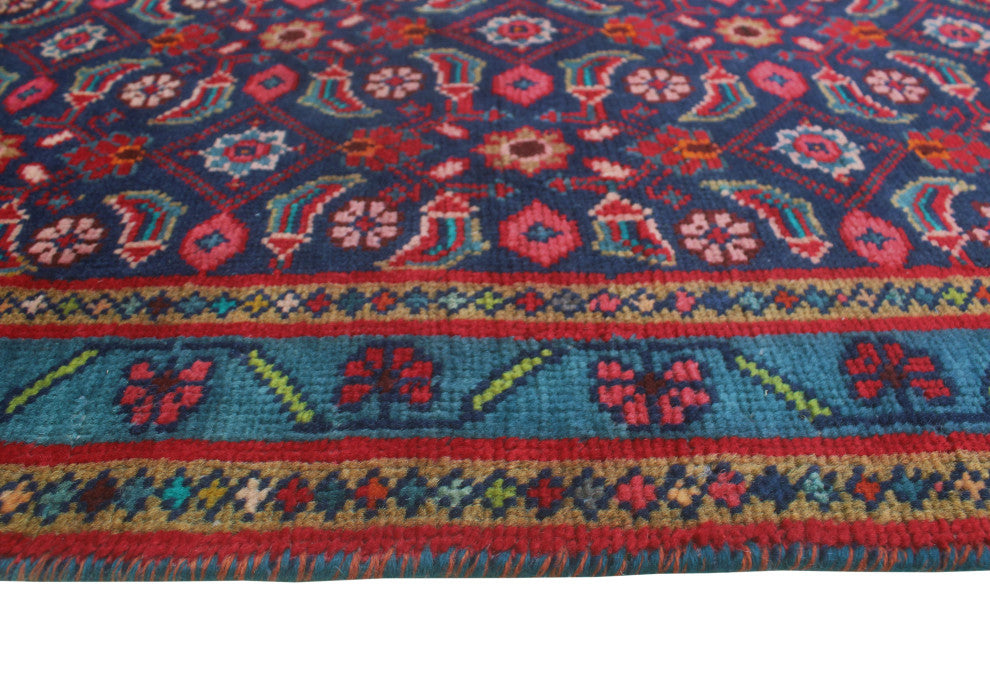 Fine Vintage Distressed Malena Navy/Blue-Green Runner, 3'9x10'5