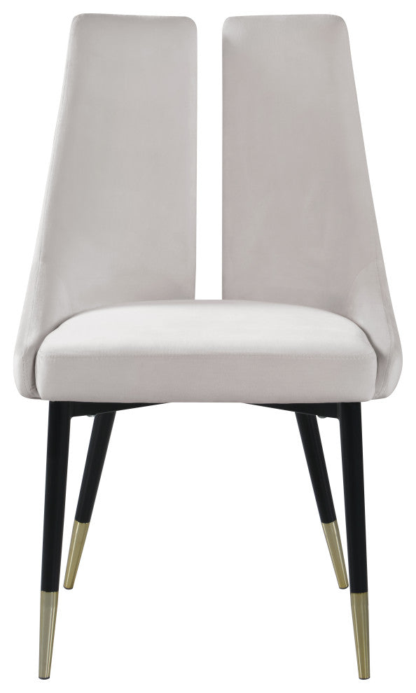 Sleek Velvet Upholstered Dining Chair (Set of 2), Cream