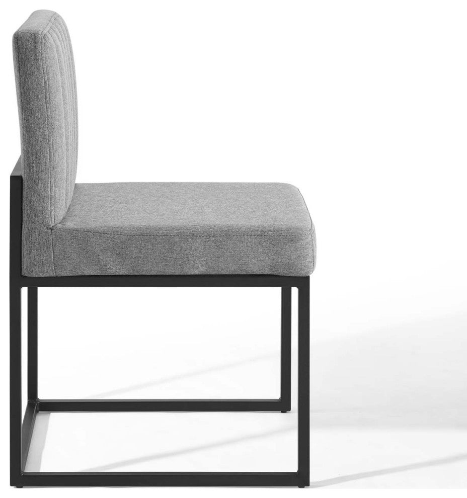 Carriage Dining Chair Upholstered Fabric Set of 2-Black Light Gray