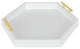 Lipton Hexagon Decorative Tray with Metal Handles, White, Gold