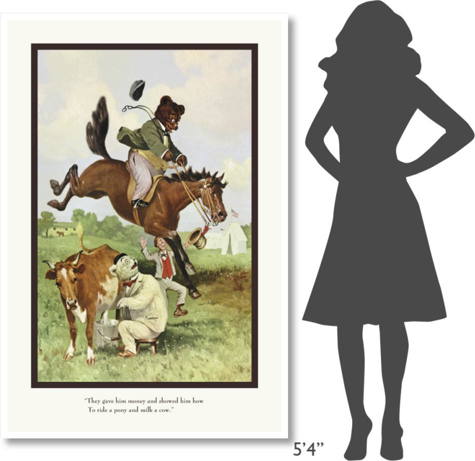 "Teddy Roosevelt's Bears: Teddy B and Teddy G on the Farm" Paper Art, 42"x62"