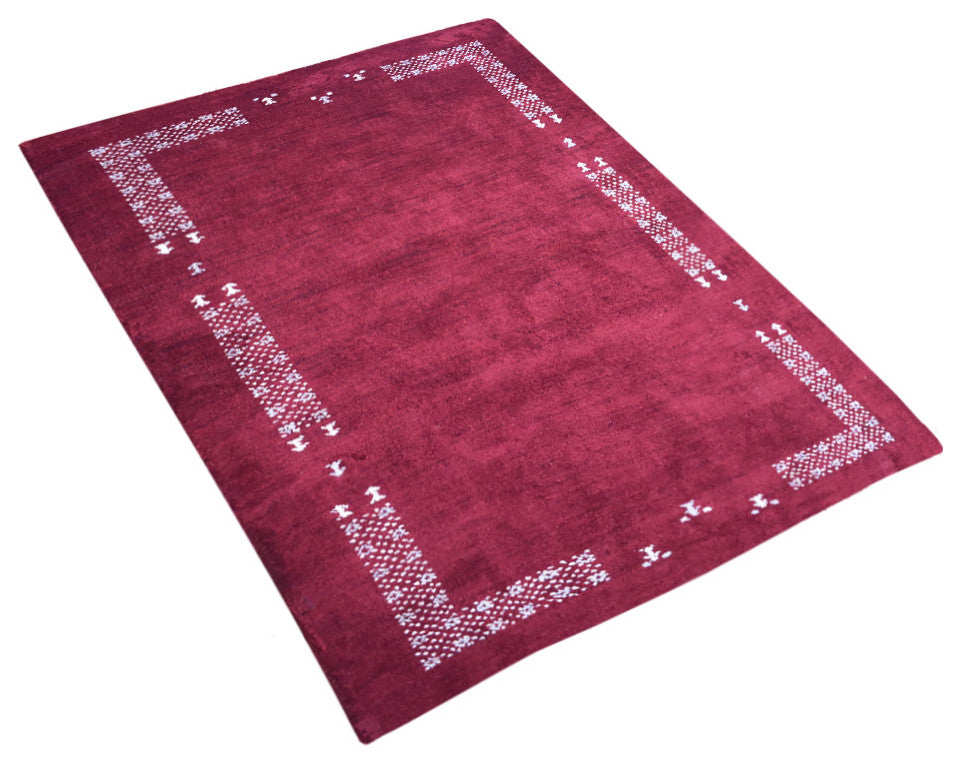 HAND KNOTTED LOOM SILK ECO-FRIENDLY AREA RUGS -8'x10',Rectangle,Red,Contemporary