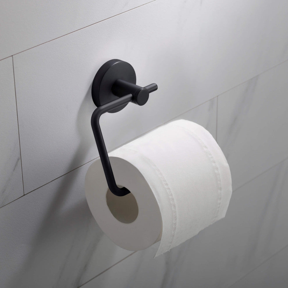 Circular Toilet Paper Holder, Matte Black