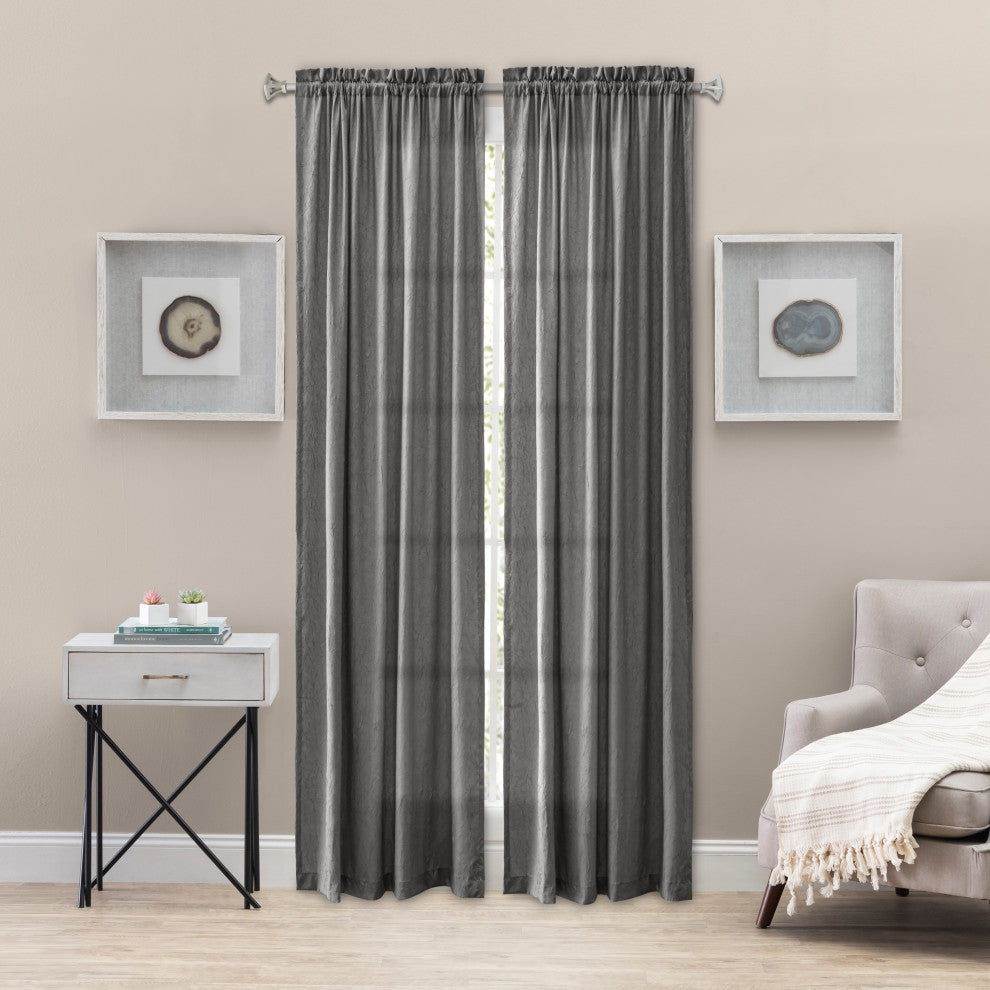 Portland Crushed Taffeta Tailored Panel, Grey, 48" X 63"