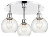 Athens-3 Light 18" Flush Mount-Polished Chrome, Seedy Glass Shade