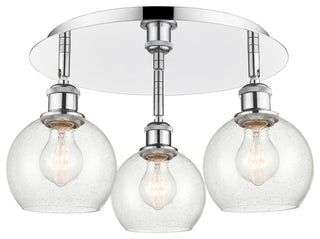 Athens-3 Light 18" Flush Mount-Polished Chrome, Seedy Glass Shade