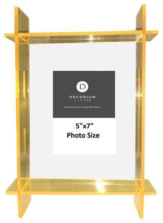 Lucite 5x7 Frame, Neon Yllw/Clear