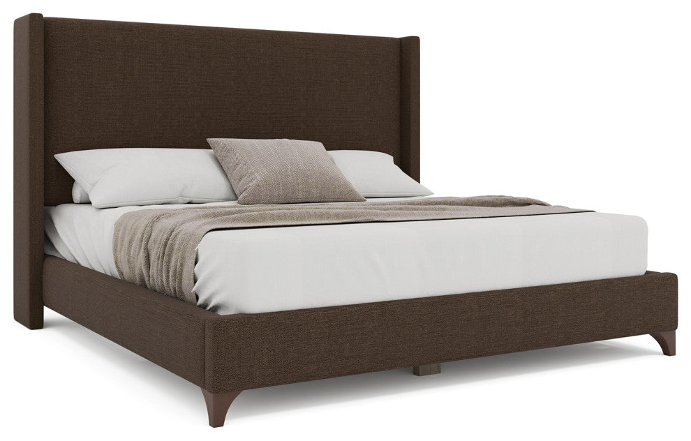 Nativa Interiors Megan Classic Plain Upholstered Bed, Brown, Queen