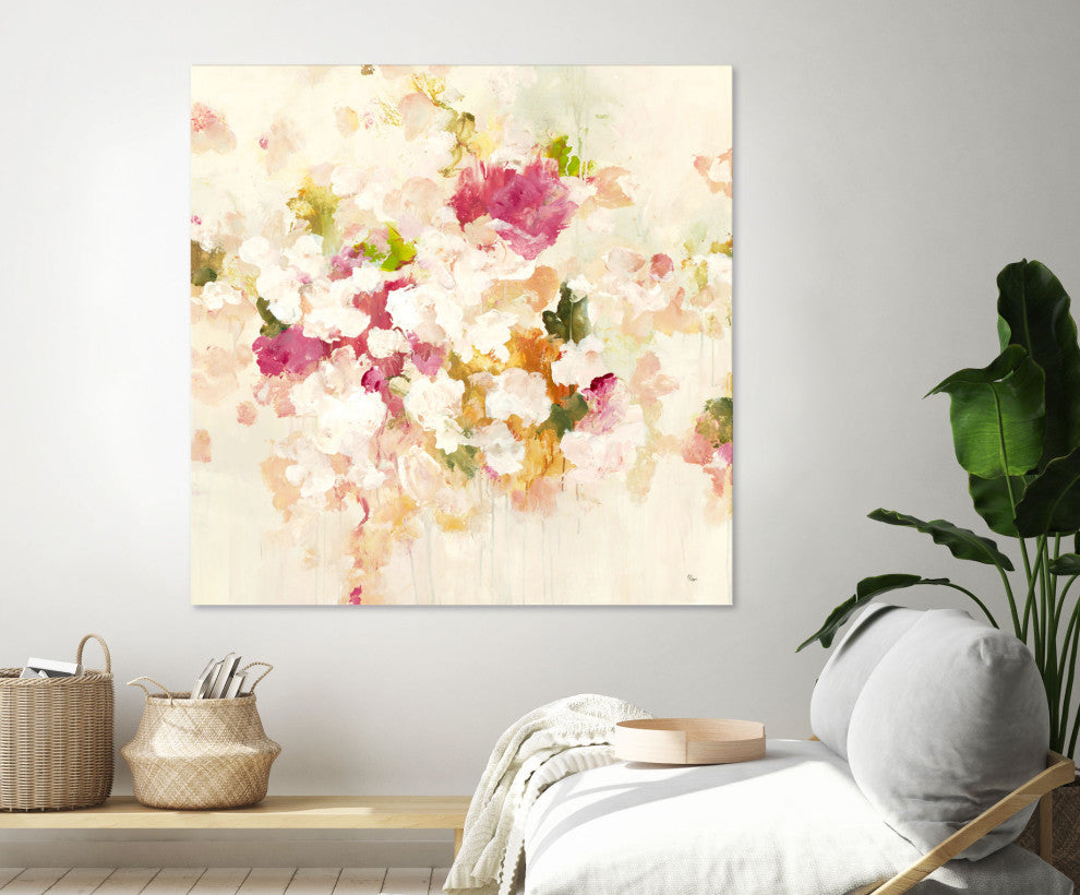 Floral Blush V4 - 84 x 84 by Lisa Ridgers