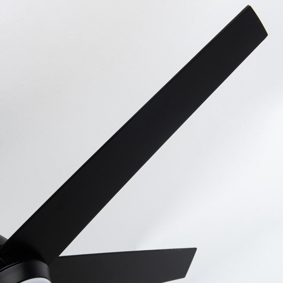 52-inch Modern 5-blade Black Ceiling Fan with Light