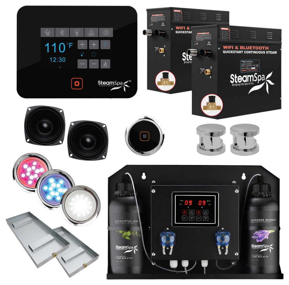 SteamSpa BKT1800-ADP Black Series WiFi and Bluetooth Double 9KW - Chrome