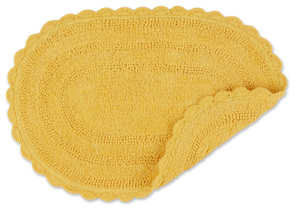 Yellow Small Oval Crochet Bath Mat
