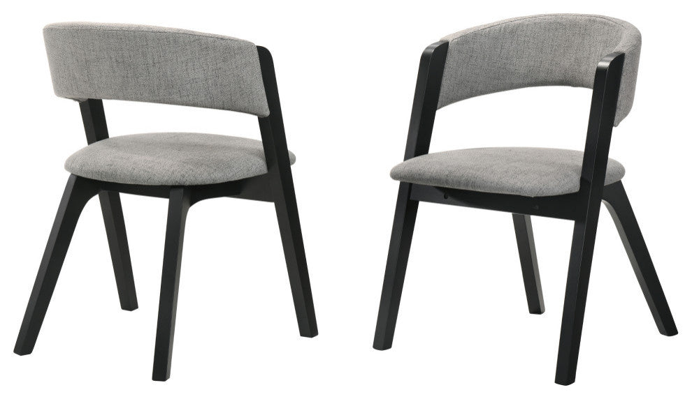 Rowan Accent Dining Chair, Black Finish and Gray Fabric, Set of 2