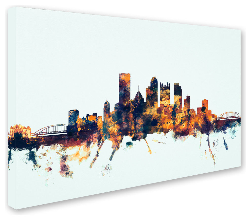 Michael Tompsett ''Pittsburgh PA Skyline Blue'' Canvas Art, 12x19