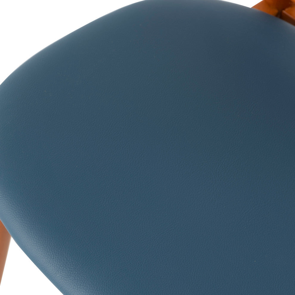 LeisureMod Holbeck Modern Dining Chair with Beech Wood Legs Set of 4, Navy Blue