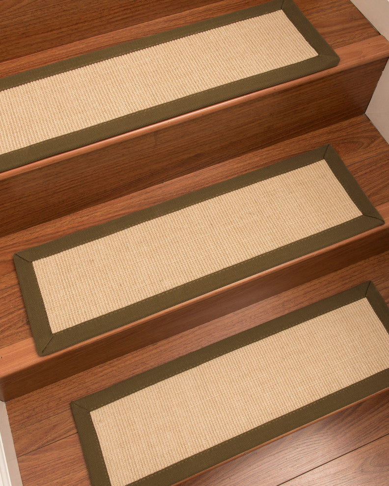 Deco Hand-Crafted Sisal Stair Treads, Stair Carpets with Wide Cotton Border, Mal