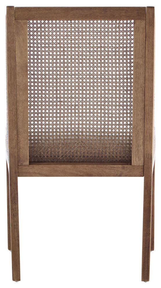 Wendell Rustic Fabric Upholstered and Cane Dining Chairs, Set of 2, Beige/Brown