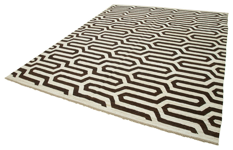 Rug N Carpet - Handmade Turkish 8' 0'' x 10' 2'' Modern Design Wool Kilim Rug