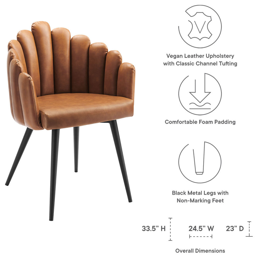 Vanguard Vegan Leather Dining Chair Set of 2 Black Tan -6029