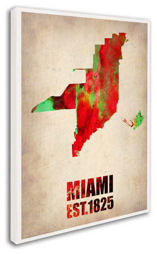 'Miami Watercolor Map' Canvas Art by Naxart
