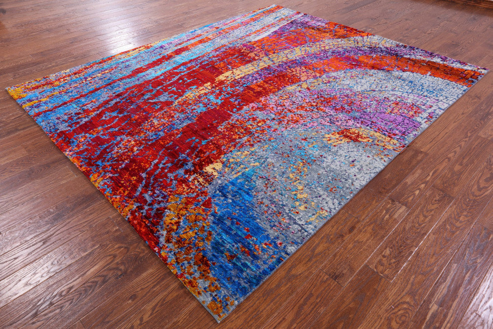 Abstract Handmade Wool & Silk Rug 8' 0" X 9' 11" - Q13700
