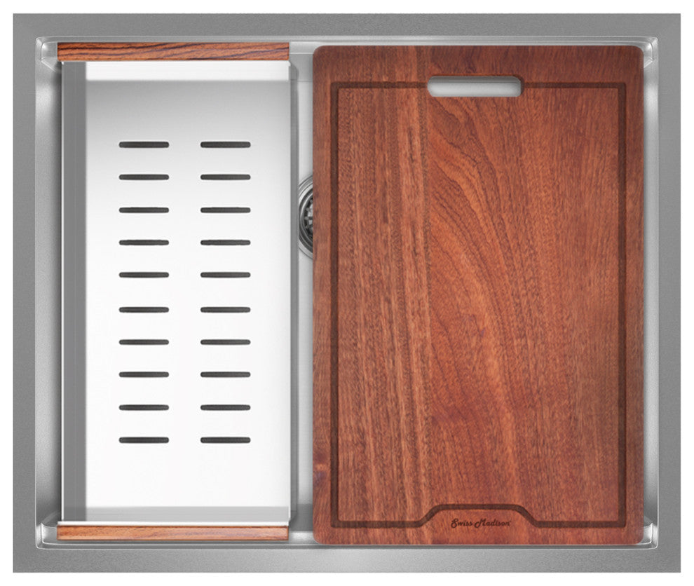 Rivage 22x19" Single Basin Undermount Kitchen Workstation Sink