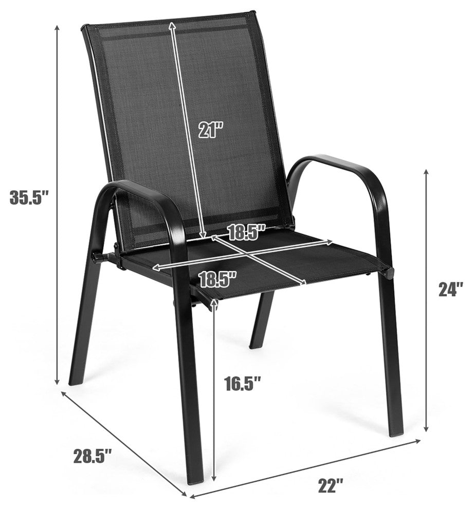 2PCS Patio Chairs Outdoor Dining Chair, Durable Garden Deck Yard with Armrest Black