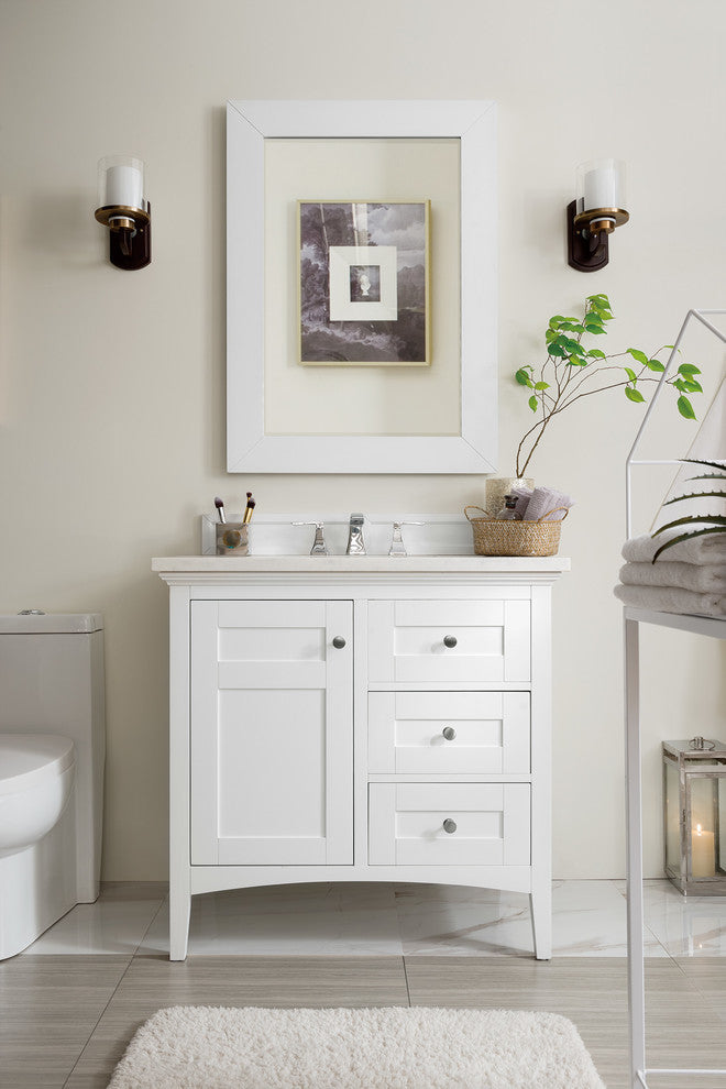 James Martin Palisades 36" Bright White Vanity, Without Top
