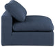 Comfy Beige Linen Textured Fabric Modular Chair, Navy, Linen Textured Fabric, Armless Chair