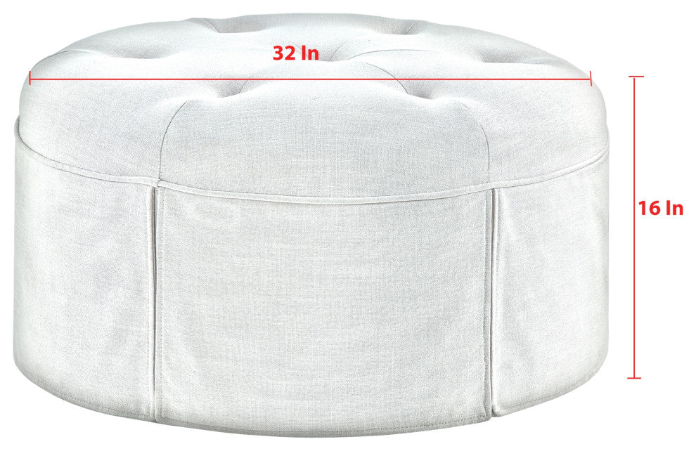 Rustic Manor Aiza Ottoman, Upholstered, Linen, Pure White