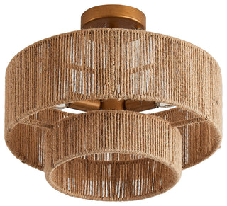 Farmhouse Woven Cage Semi-Flush Mount Lighting, 3-Light