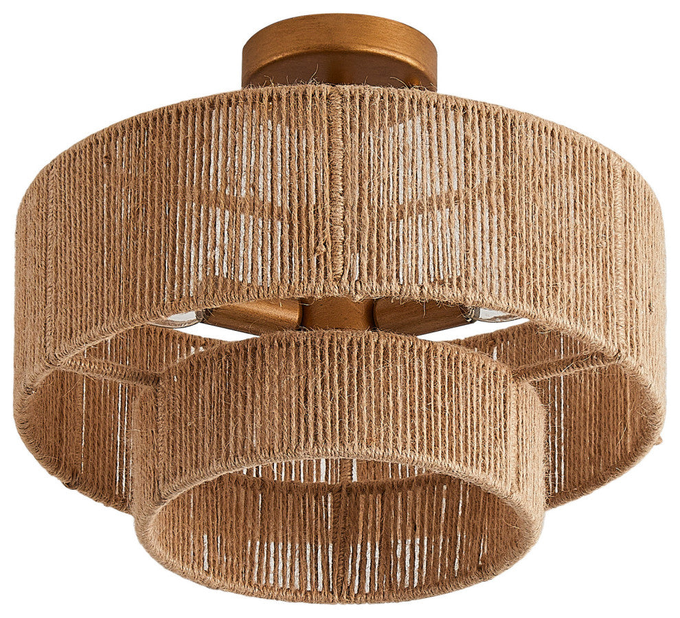 Farmhouse Woven Cage Semi-Flush Mount Lighting, 3-Light