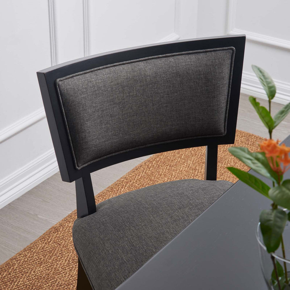 Pristine Upholstered Fabric Dining Chairs, Set of 2, Gray