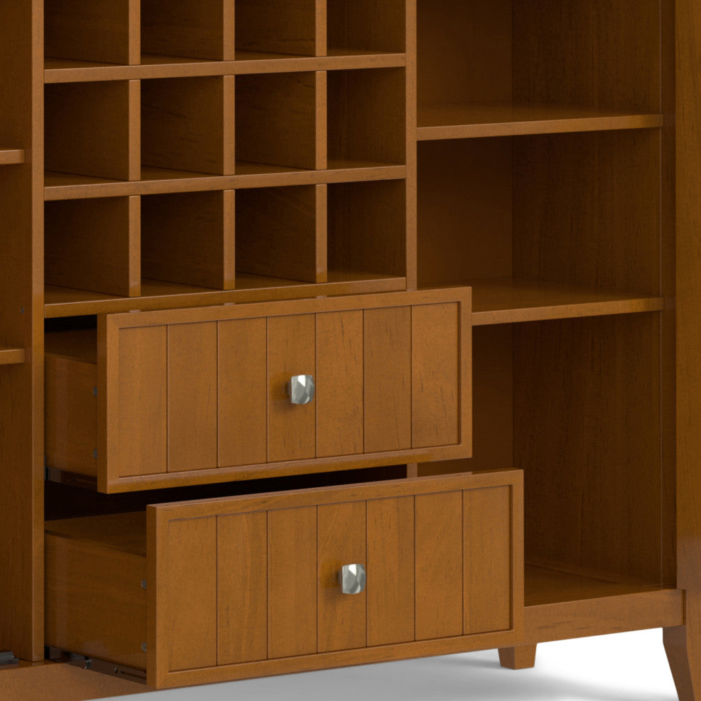 Bedford Solid Wood Sideboard Buffet And Winerack, Light Golden Brown