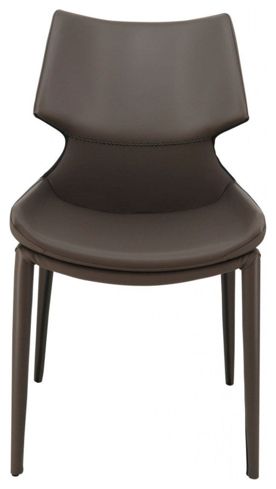 Set of Two Gray Faux Leather Wrapped Dining Chairs