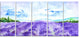 Blue Lavender Fields Watercolor, Landscape Canvas Art Print, 60"x28", 5 Panels
