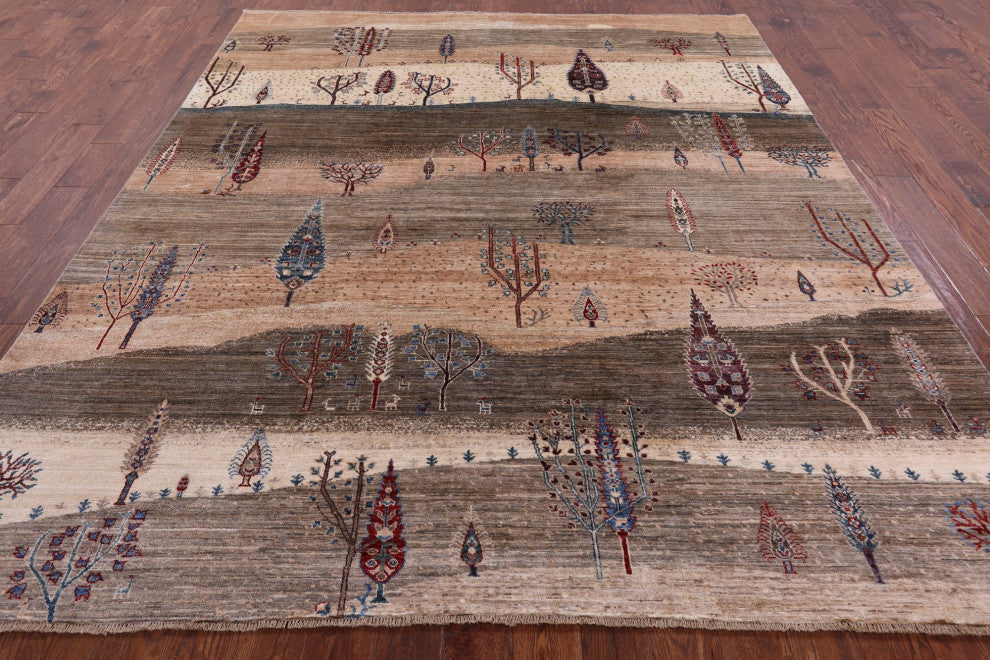 8' 2" X 9' 9" Hand Knotted Persian Gabbeh Tribal Wool Rug Q8105