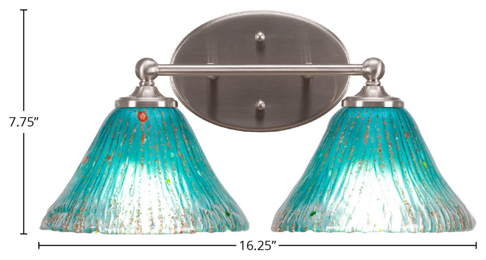 Capri 2-Light Bath Bar, Brushed Nickel/Teal Crystal